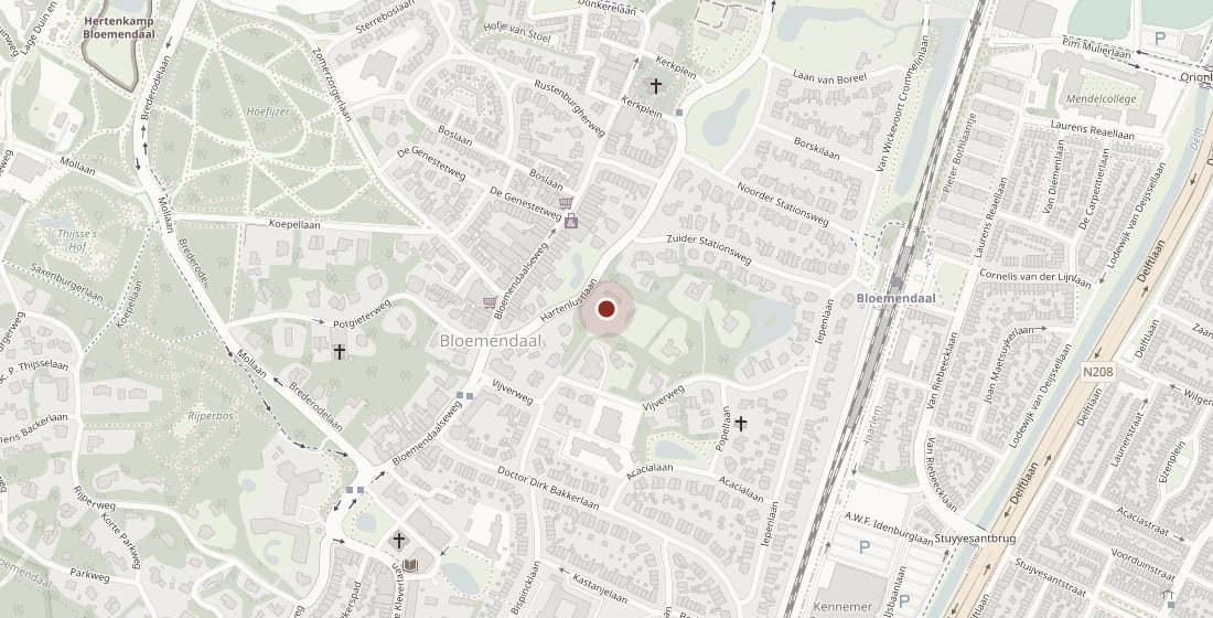 Map of Bloemendaal showing Villa Hartenlust